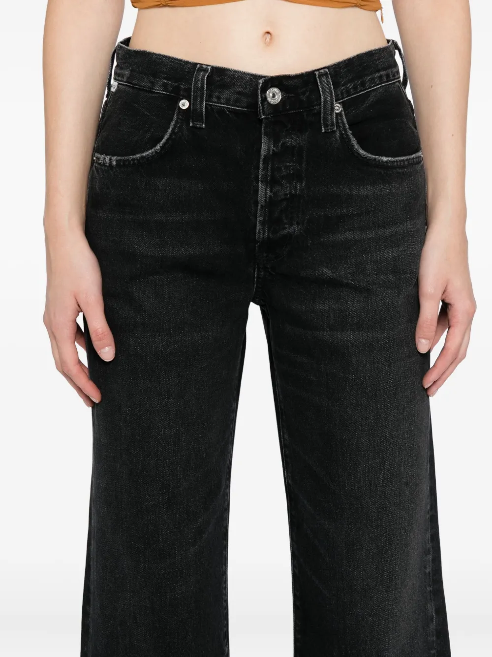 Citizens of Humanity ANNINA high-waist jeans met wijde pijpen Zwart