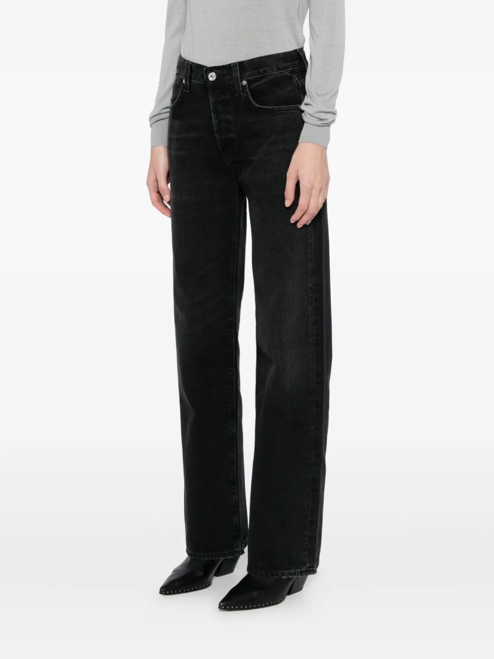 Citizens of Humanity ANNINA high-waist jeans met wijde pijpen Zwart