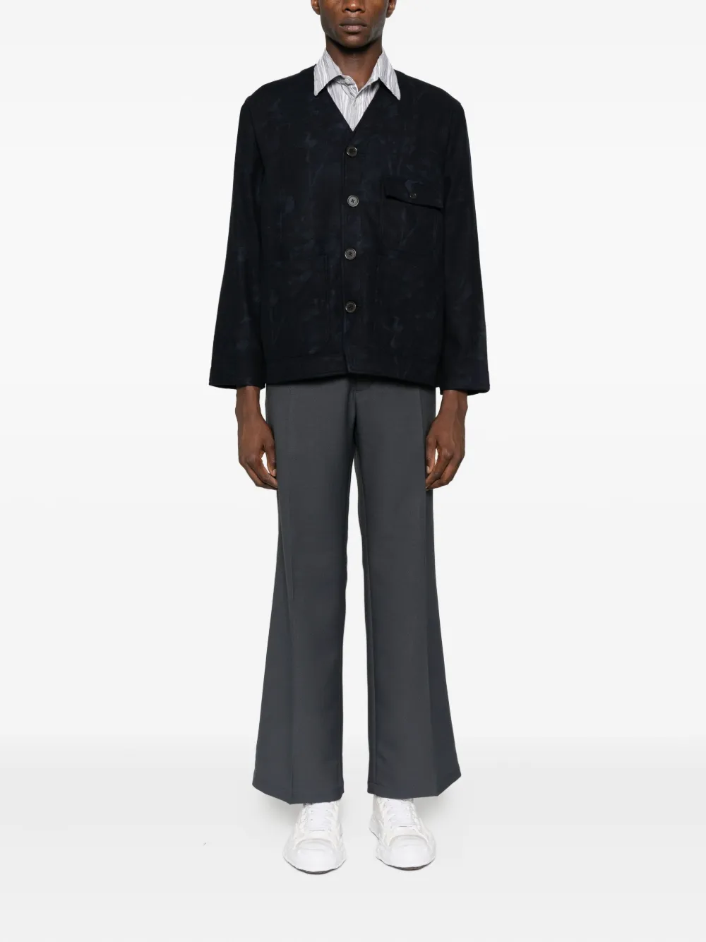 Universal Works buttoned wool-blend jacket | Shirt Jackets | Image 2