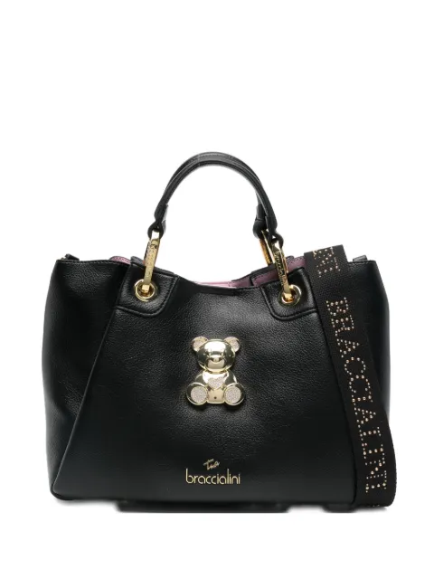 Braccialini teddy-appliqué leather shoulder bag