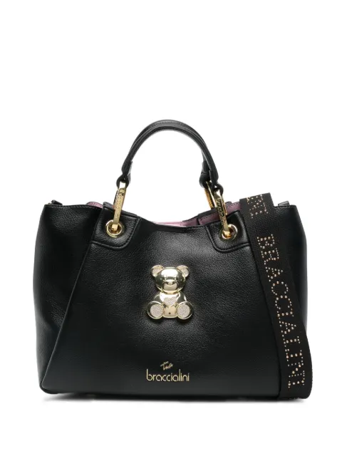 Braccialini teddy-appliqué leather shoulder bag