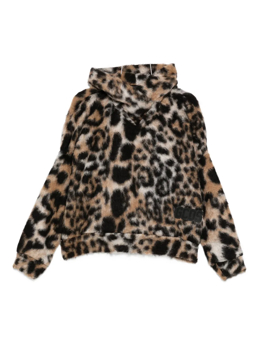 Gcds Hooded Animal-print Sweater In Brown
