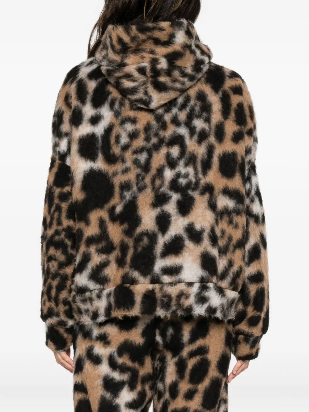 Gcds Hooded Animal-print Sweater In Animal Print