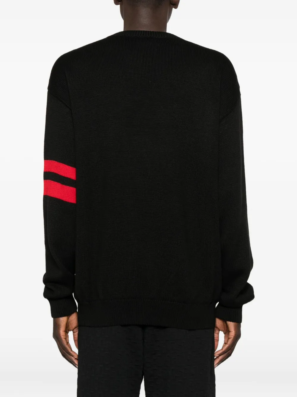 GCDS Gestreepte trui met logodetail Zwart
