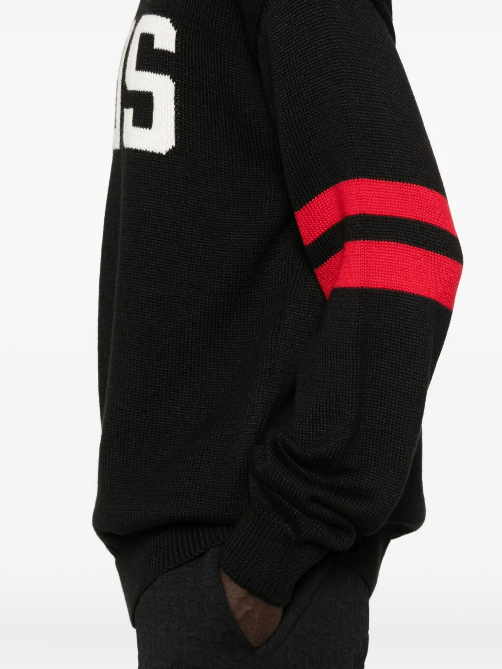 GCDS Gestreepte trui met logodetail Zwart