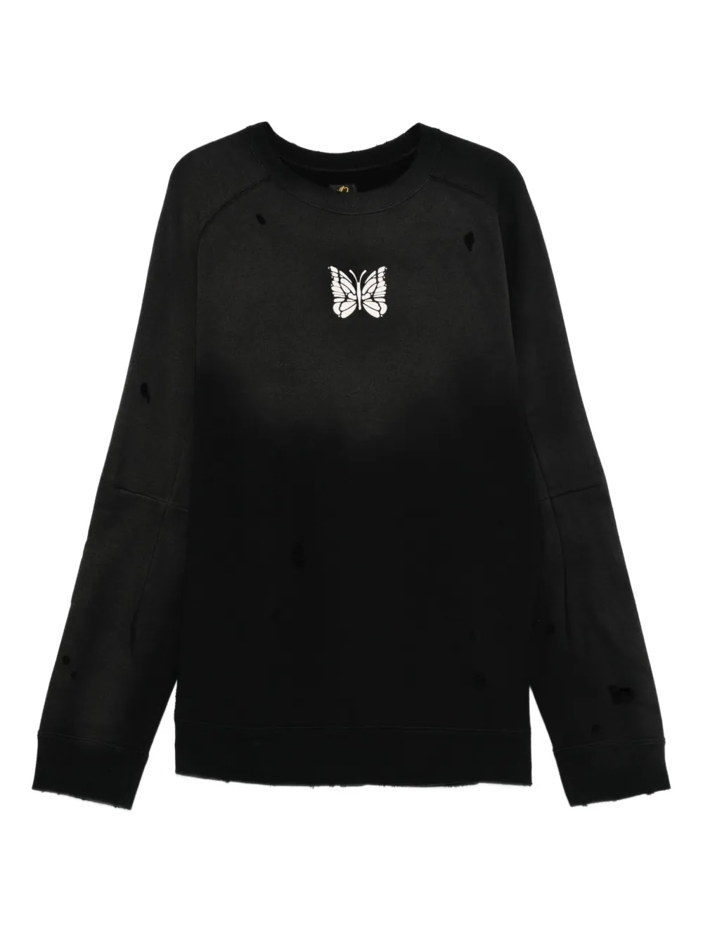 Needles butterfly-print distressed-effect sweatshirt | Black | Image 1