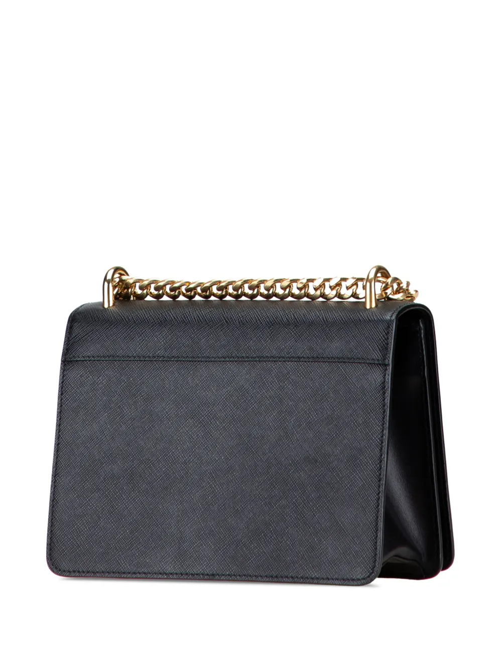 Pre-owned Prada 2010-2025 Saffiano Lux Chain Crossbody Bag In Black
