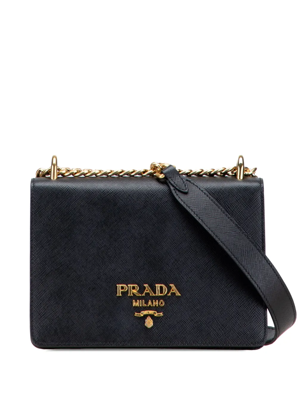 Prada Pre-Owned 2010-2025 サフィアーノルクス チェーン ショルダーバッグ - ブラック Prada Pre-Owned 2010-2025 サフィアーノルクス チェーン ショルダーバッグ - ブラック