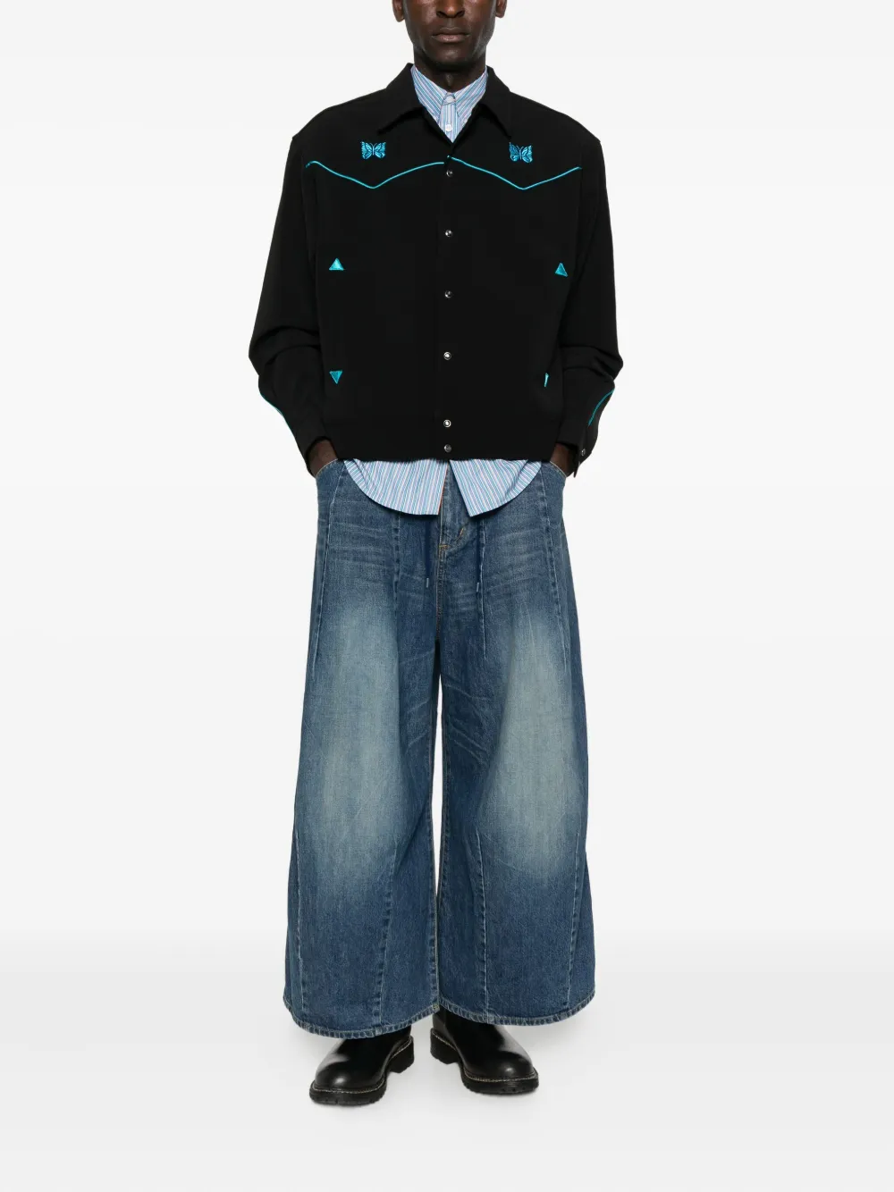 Needles seam-embellished jeans - Blauw