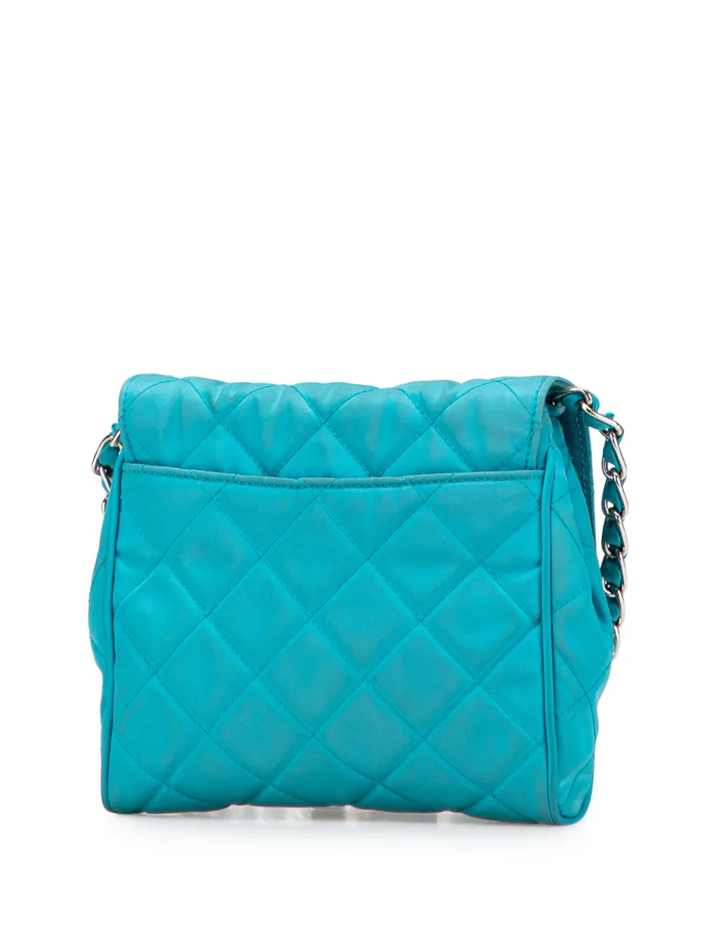 Pre-owned Prada 2010-2025 Impuntu Tessuto Chain Crossbody Bag In Blue