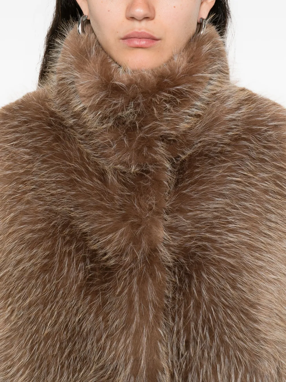 Valentini 1972 Camel Faux Fur Vest In Brown