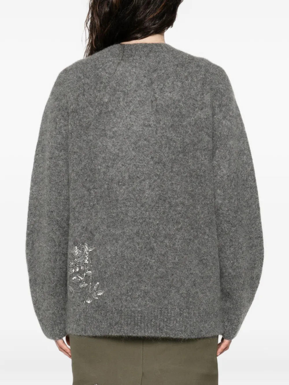 Markgong Floral-embellished Button Cardigan In Gray