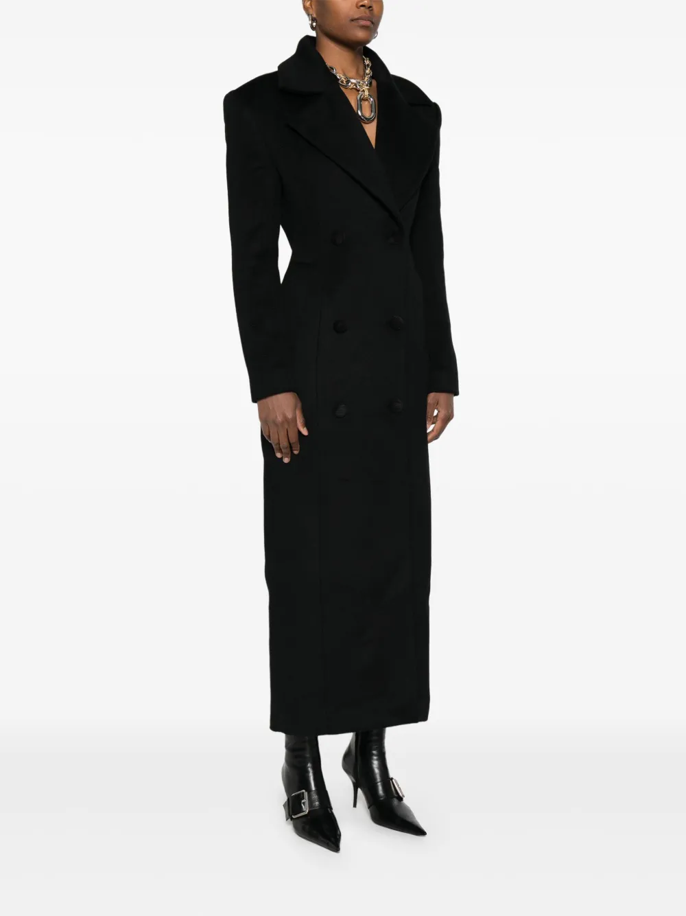  Markgong Wide-lapels Double-breasted Coat - Blue 