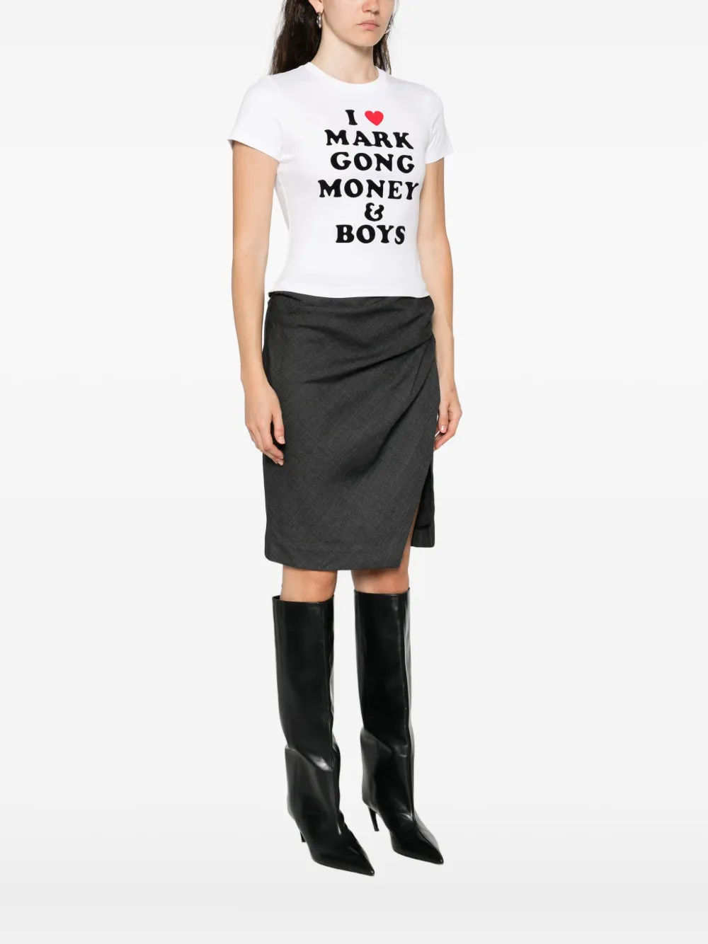 Markgong T-shirt Mit Slogan-print In White