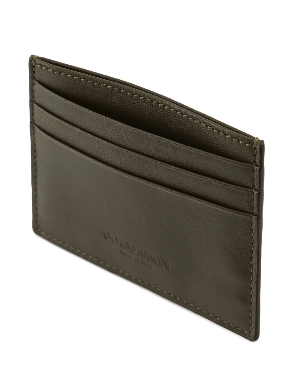 Giorgio Armani Official Store Nappa Leather Card Holder In Brown