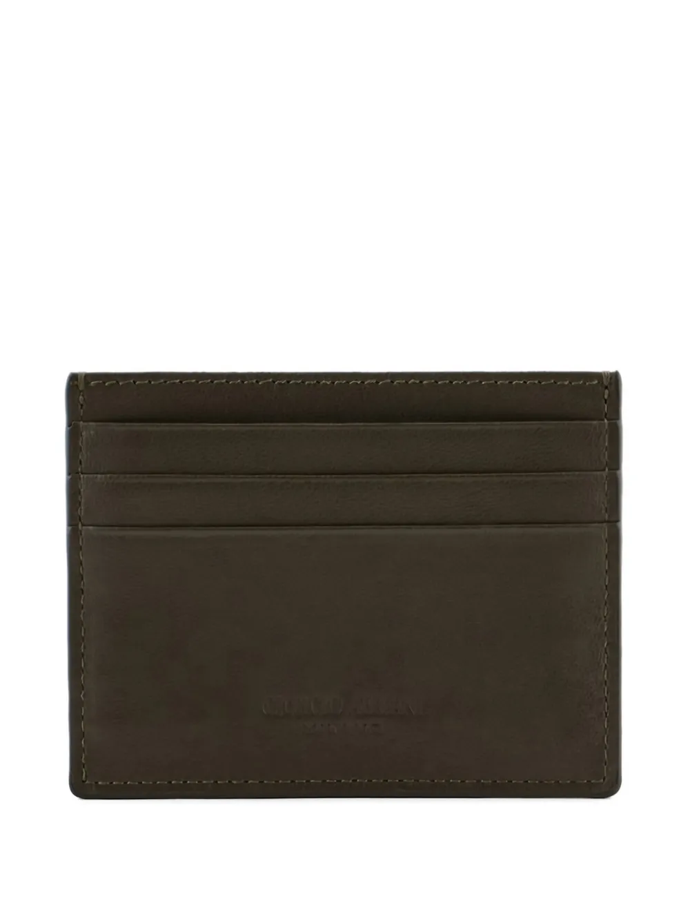 Giorgio Armani Official Store Nappa Leather Card Holder In Brown