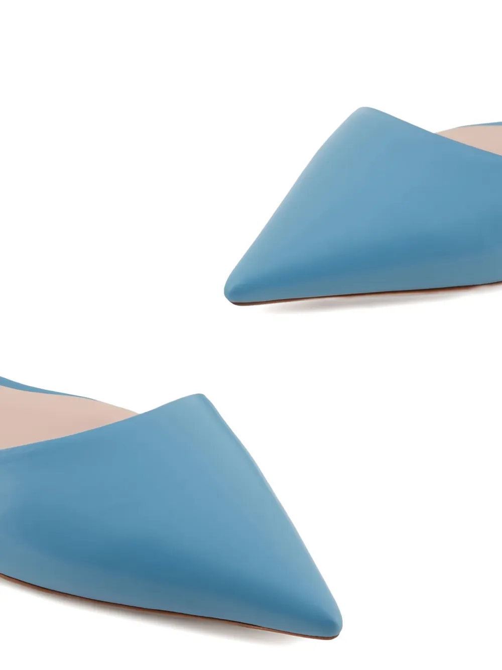 Giorgio Armani Ankle Strap Pointed Ballerinas In Blue