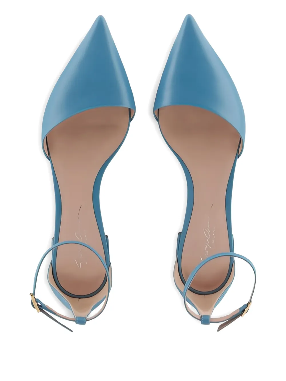 Giorgio Armani ankle strap pointed ballerinas - Blauw