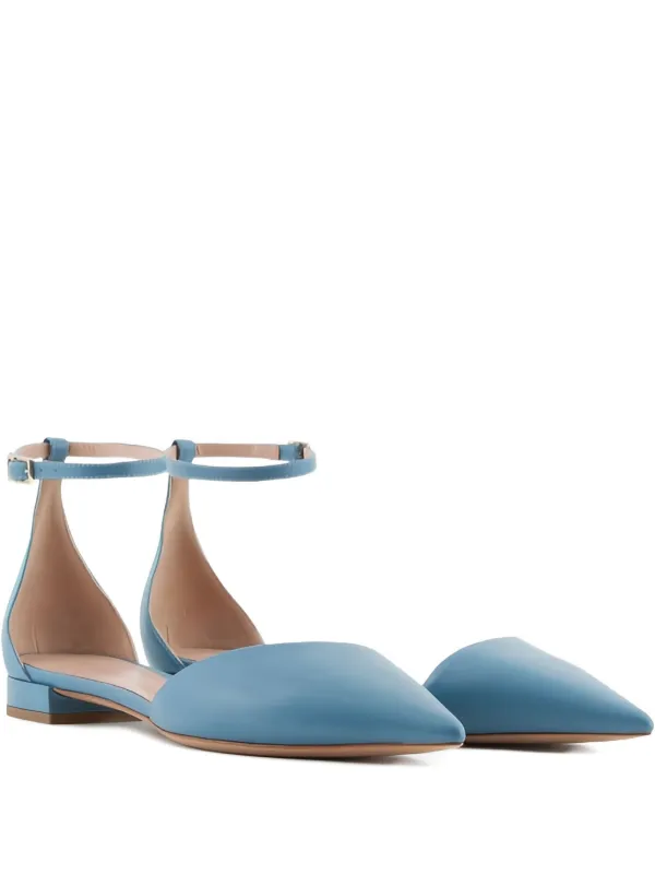 Giorgio Armani Ankle Strap Pointed Ballerinas in Blue