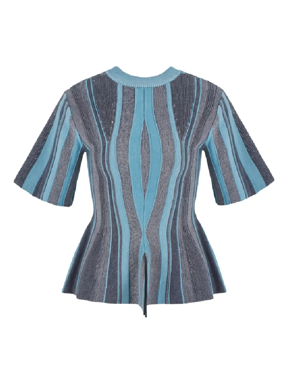 Giorgio Armani Jacquard Short-sleeve Sweater In Gray