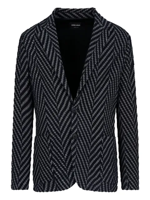 Giorgio Armani chevron-jacquard single-breasted blazer