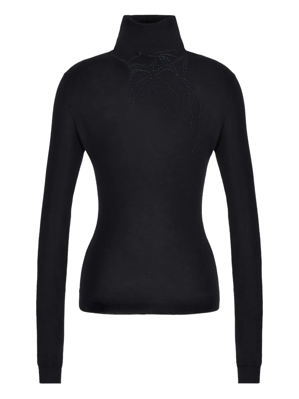 Giorgio Armani embroidered roll-neck sweater - Black