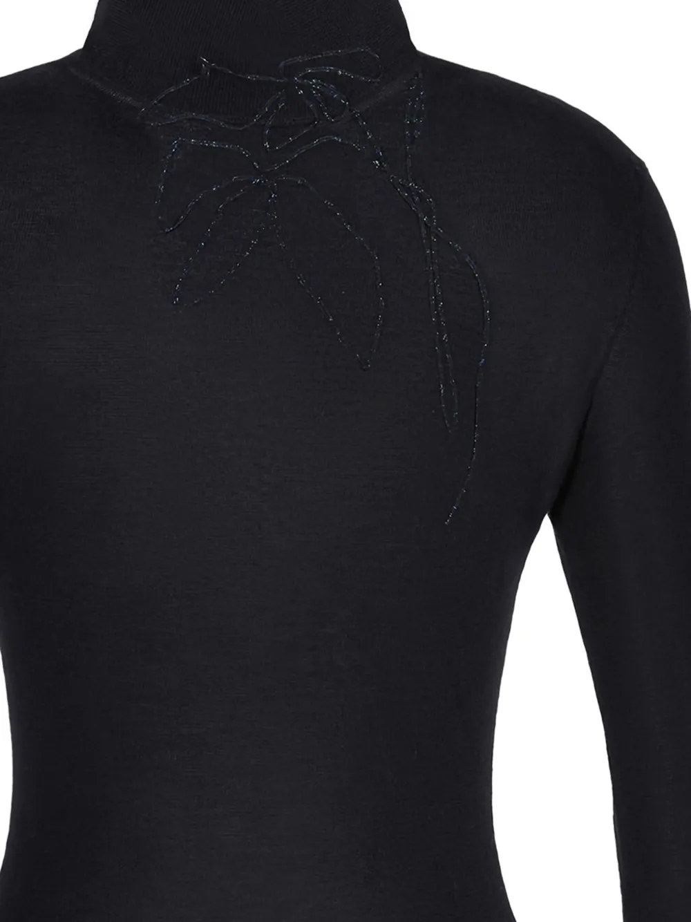 Giorgio Armani Embroidered Roll-neck Sweater in Black, view 2