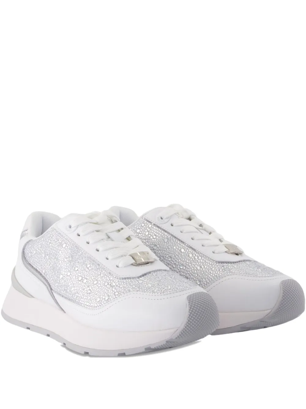 Versace Crystal-embellished Sneakers In White