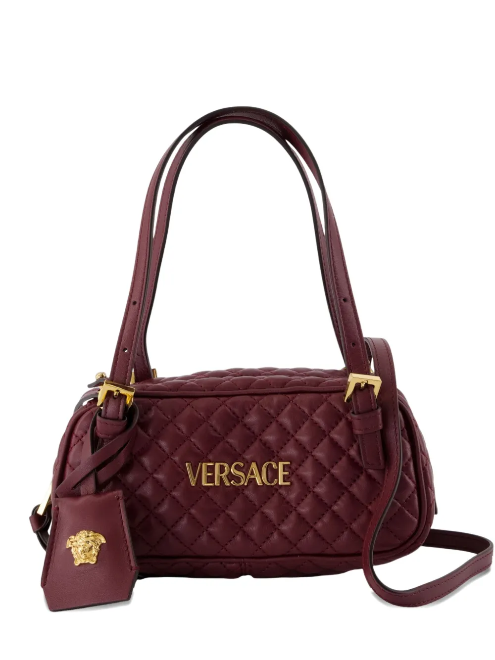Versace Small Quilted Shoulder Bag In Red