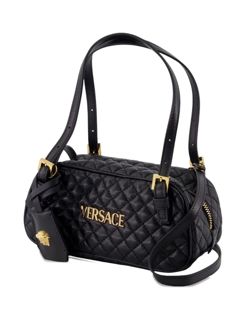 Versace Gewatteerde schoudertas - Zwart