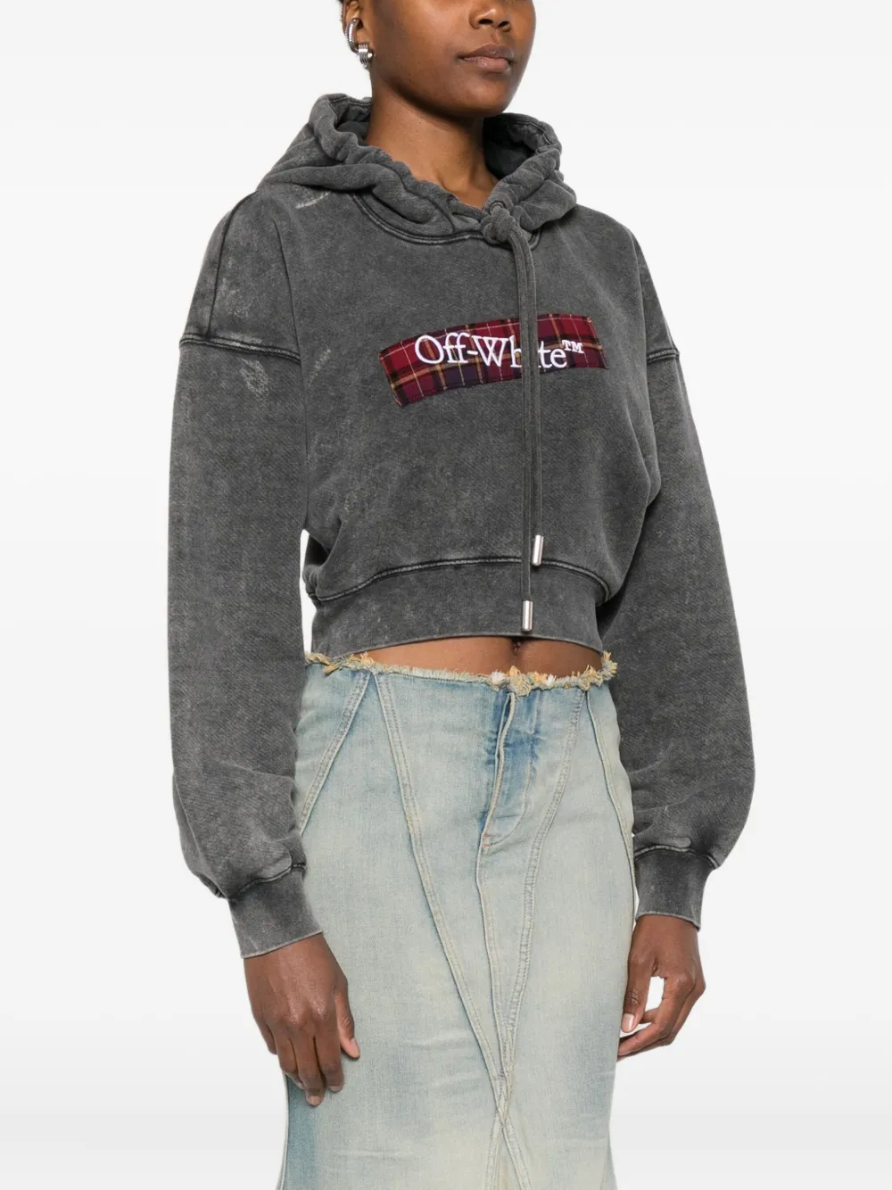 Off-white Check Flan Bookish Sweatshirt Gray In Gray