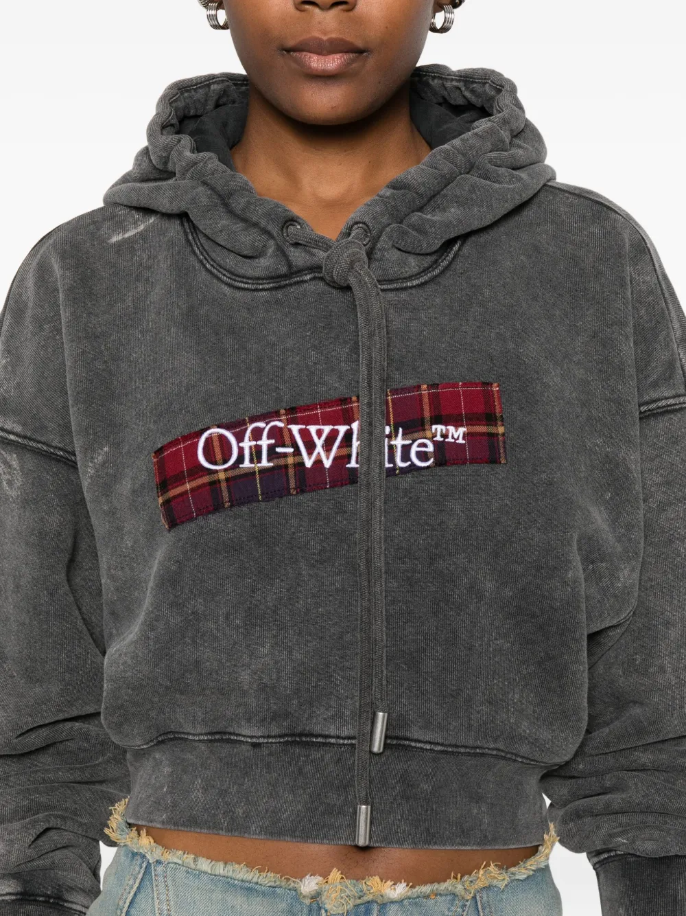 Off-white Check Flan Bookish Sweatshirt Gray In Gray
