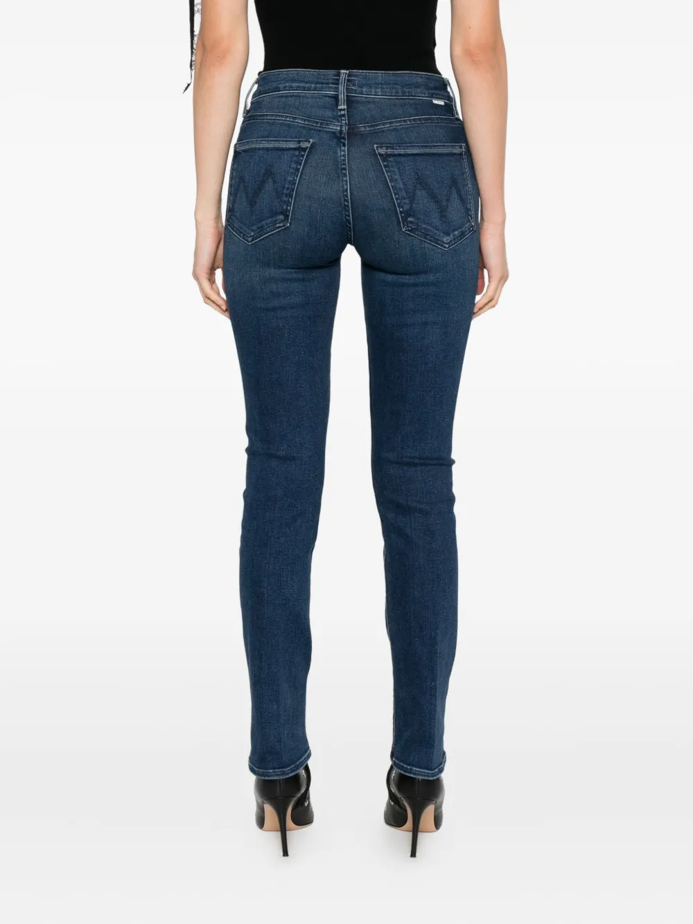 Mother Mid-rise Slim Fit Blu Jeans In Blue