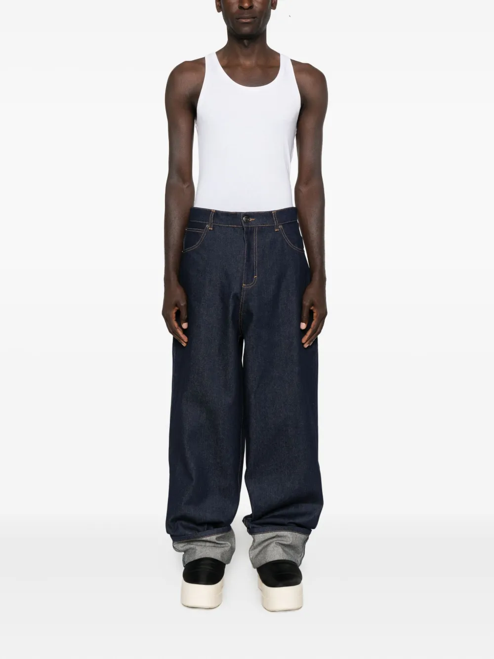 Charles Jeffrey Loverboy Cuffed Jeans In Blue