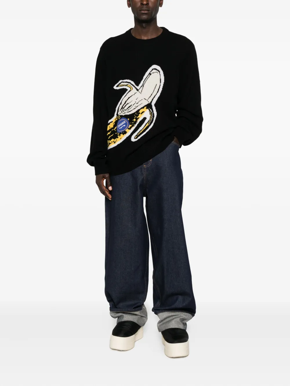 Charles Jeffrey Loverboy Intarsia-knit Sweater In Black
