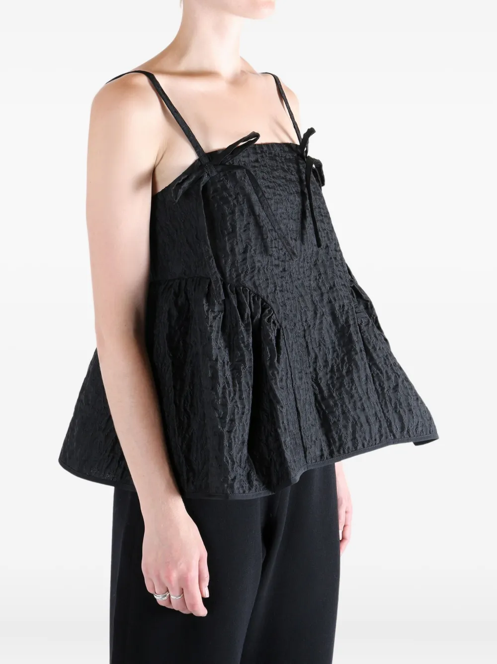Cecilie Bahnsen Tie-detailing Top In Black
