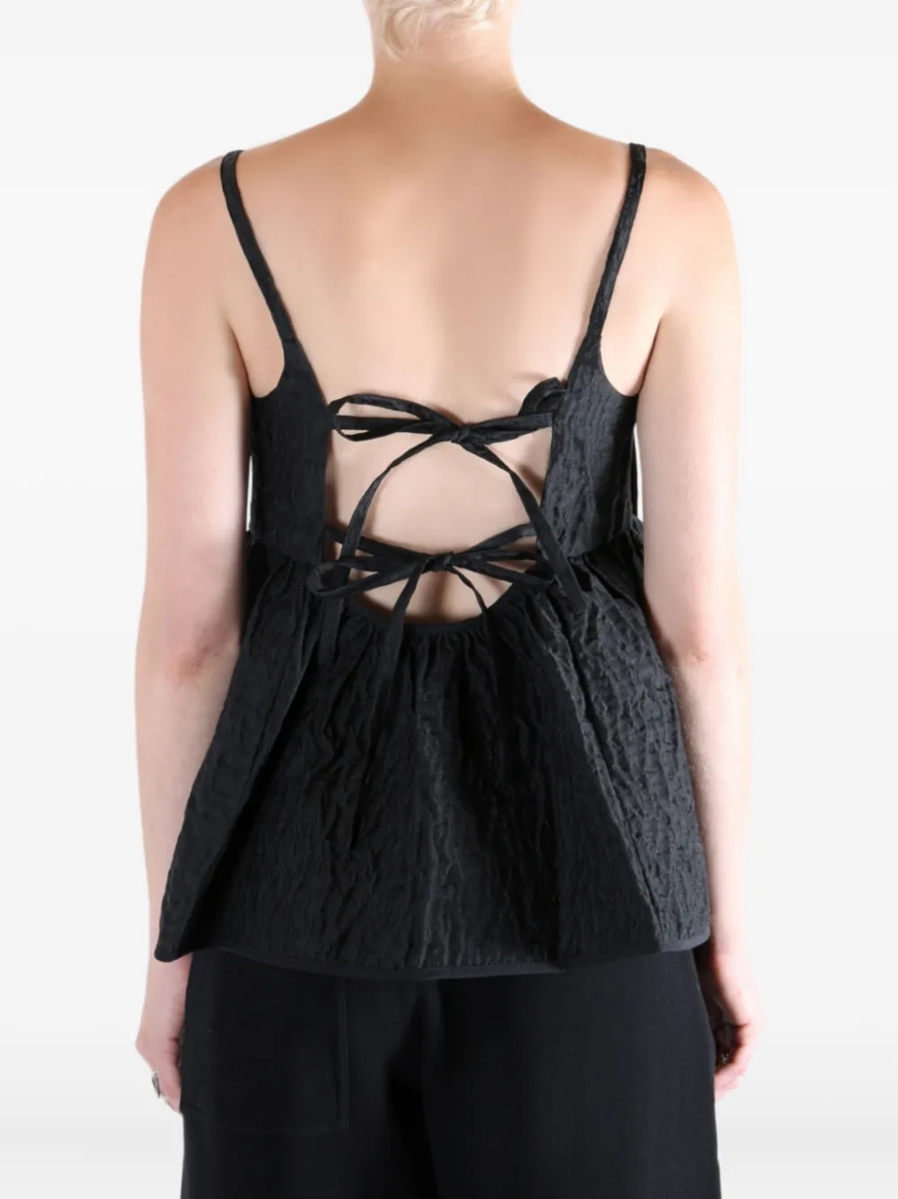 Cecilie Bahnsen Tie-detailing Top In Black
