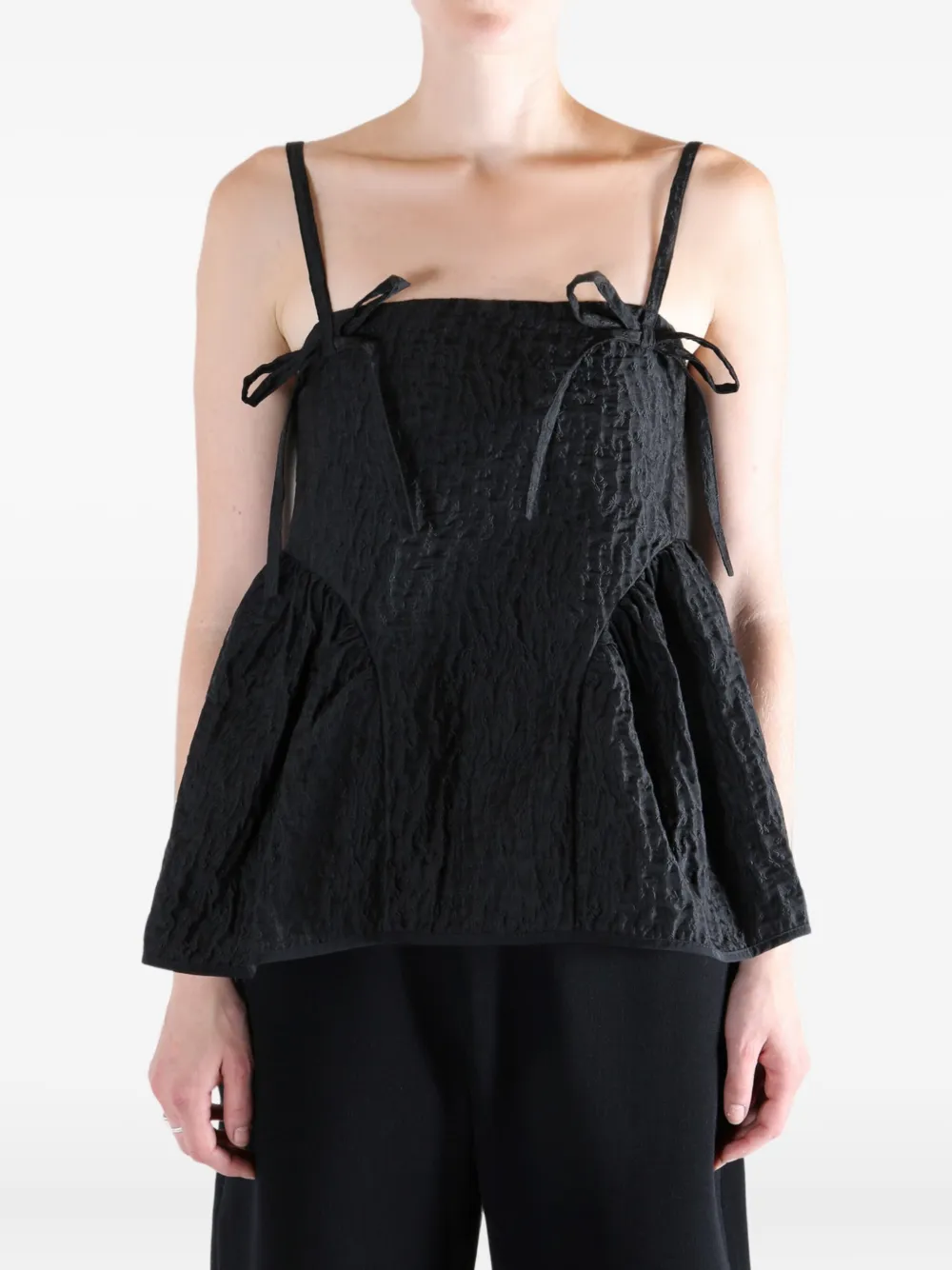 Cecilie Bahnsen Tie-detailing Top In Black