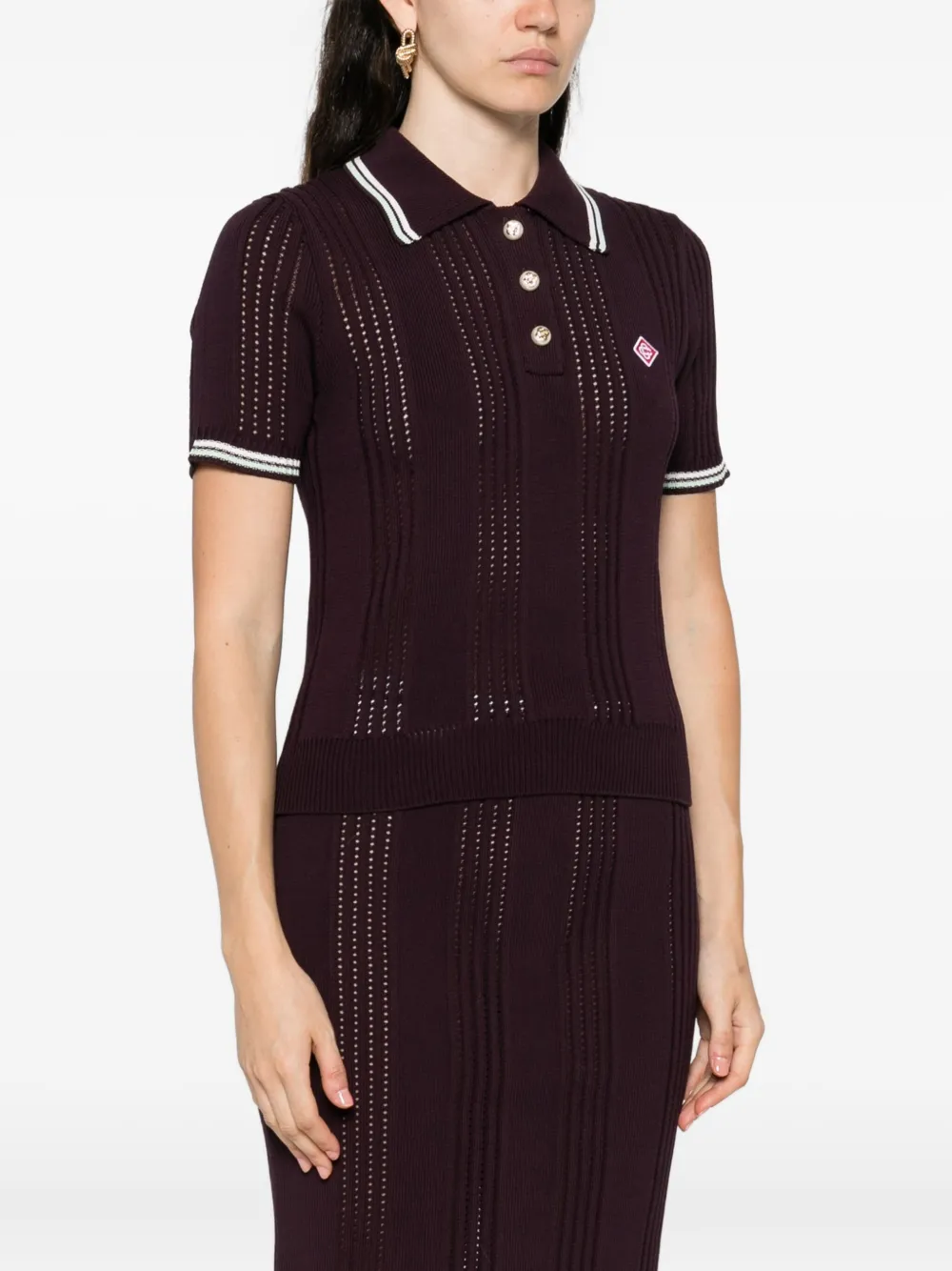 Casablanca Short-sleeved Cotton Polo Shirt In Brown
