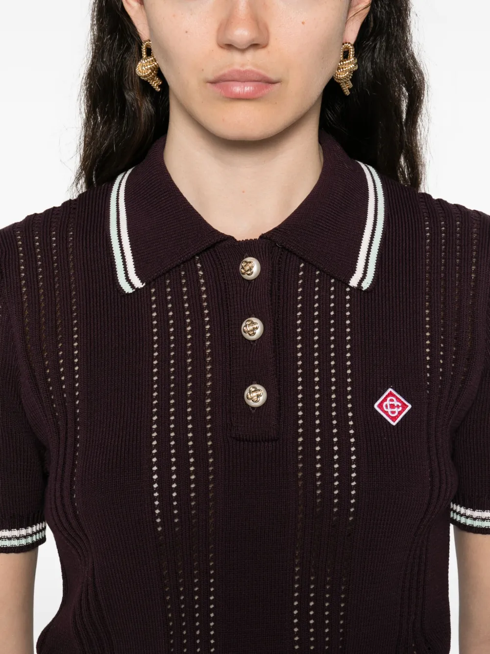 Casablanca Short-sleeved Cotton Polo Shirt In Brown