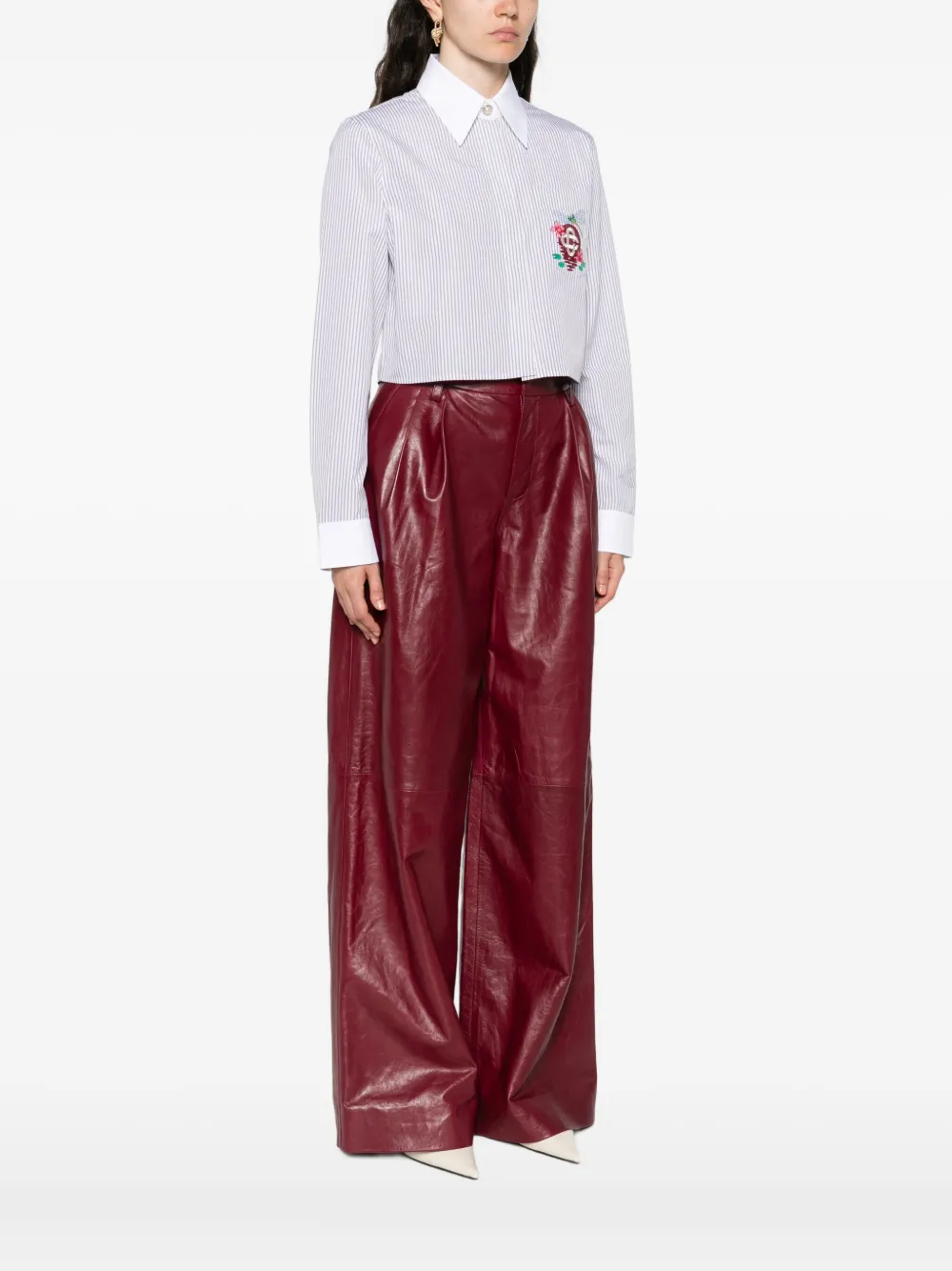 Casablanca Striped Embroidered Shirt In White