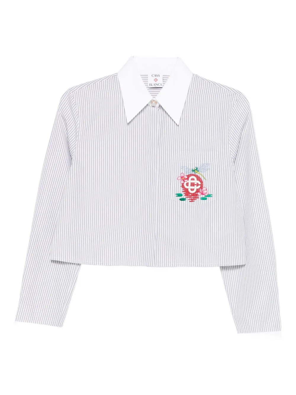 Casablanca striped embroidered shirt - ホワイト Casablanca striped embroidered shirt - ホワイト