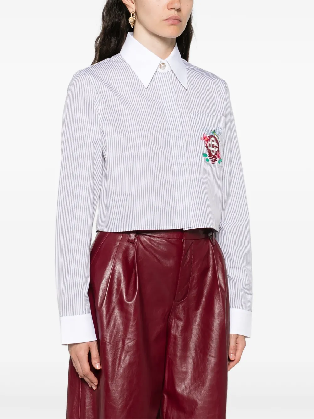 Casablanca Gestreept blouse met borduurwerk Wit