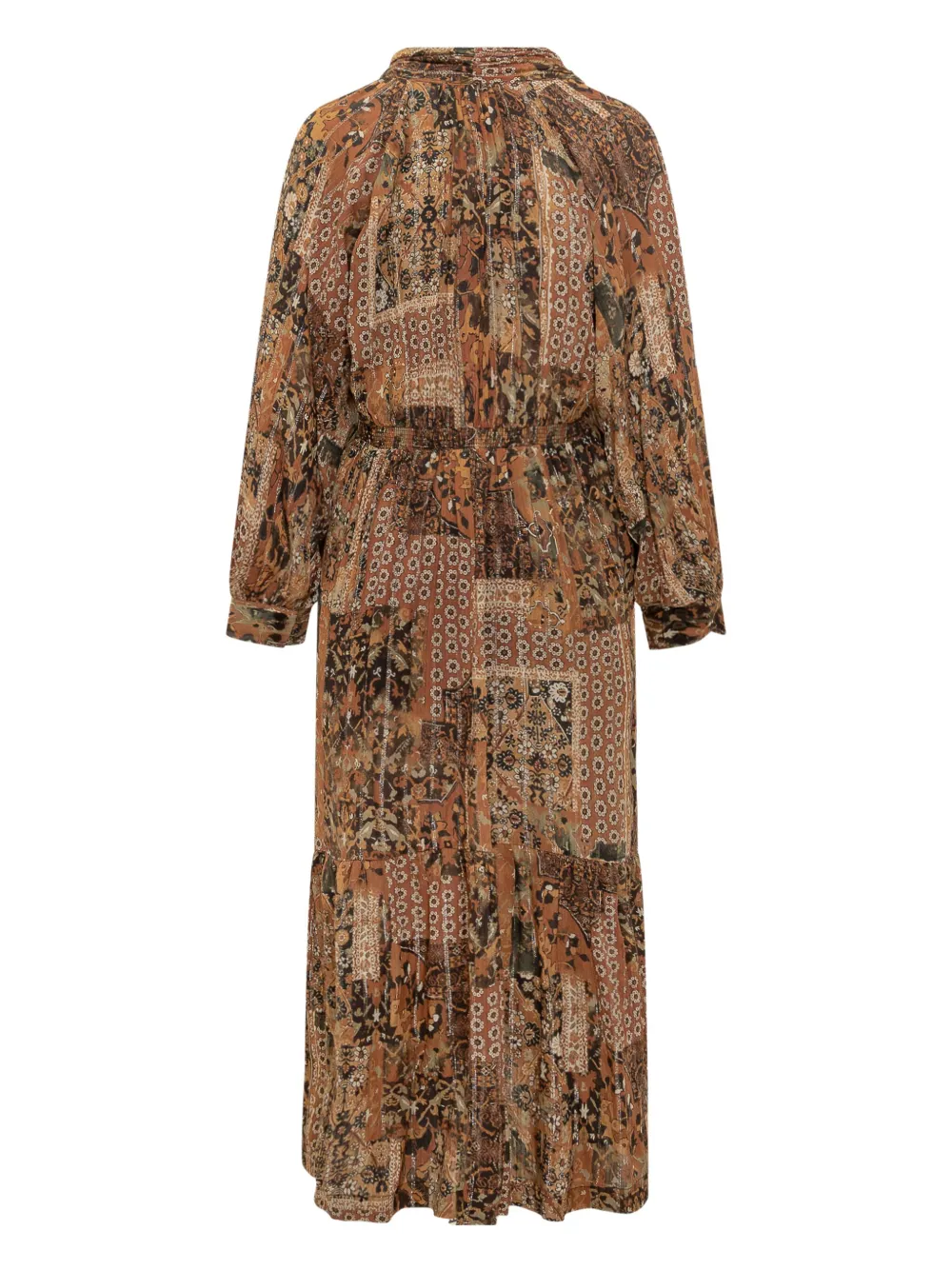 Ba&sh Long Dress With Patchwork Print In Brown