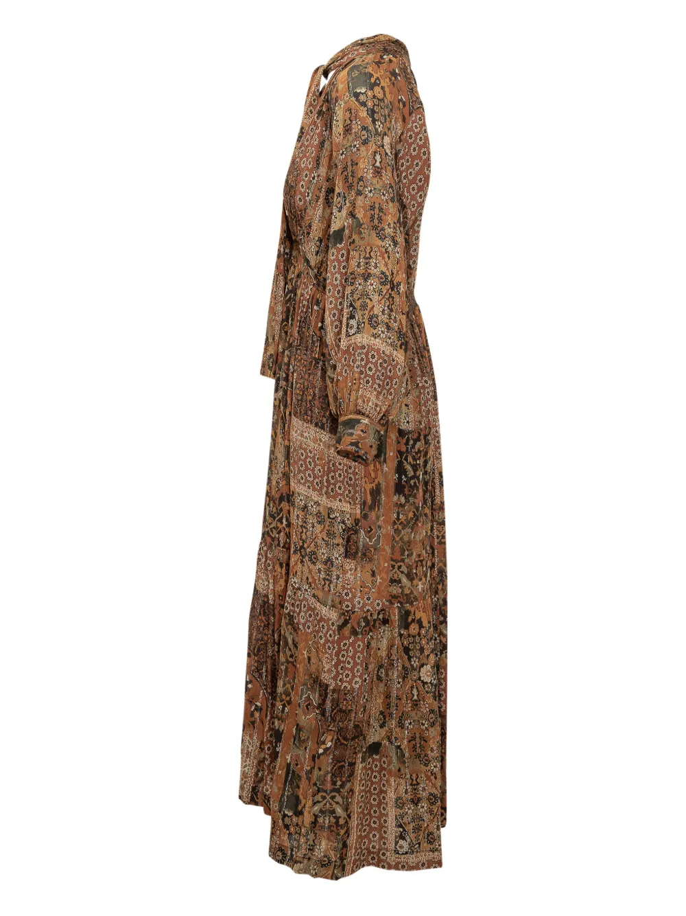 Ba&sh Long Dress With Patchwork Print In Brown