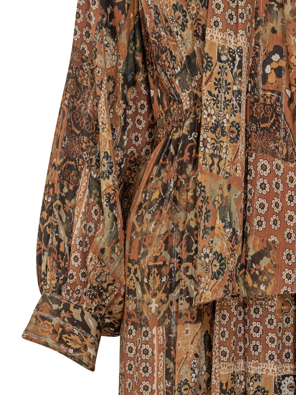 Ba&sh Long Dress With Patchwork Print In Brown