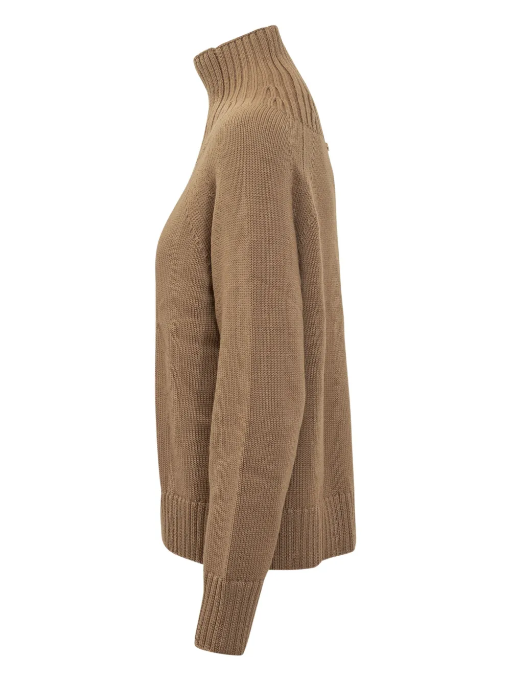 Michael Michael Kors Ribbed Funnel-neck Sweater In Brown
