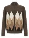 Ballantyne argyle-pattern zip-up cardigan - 94500 BROWN