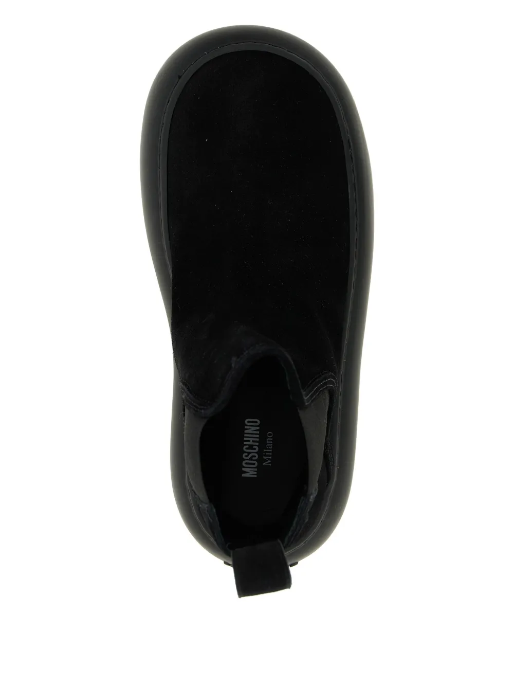Moschino Round Toe Boots With Elastic Side Panels In Black