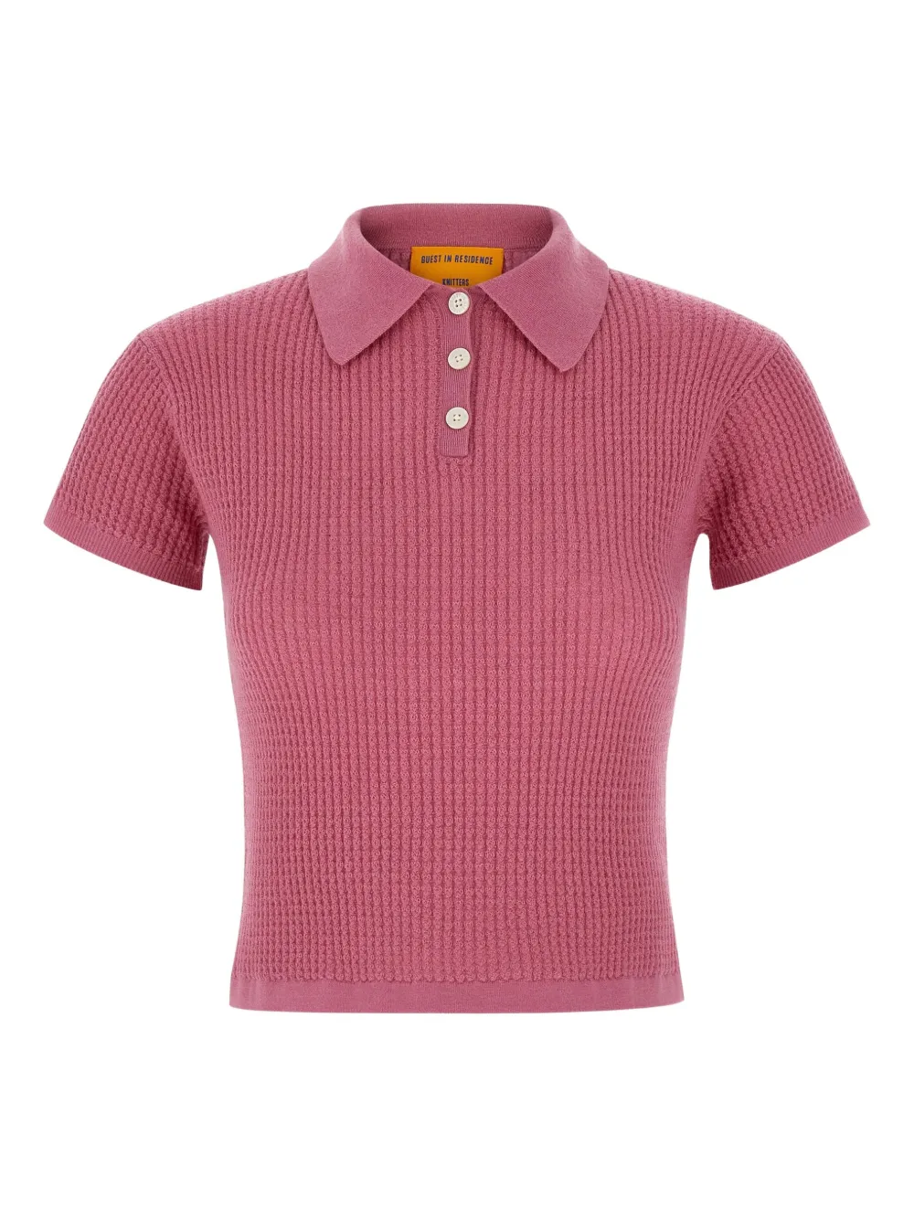 Guest In Residence waffle-knit polo shirt | Pink | Image 1